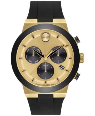 Movado - Men's Swiss Chronograph Bold Fusion Black Silicone Strap Watch 44mm
