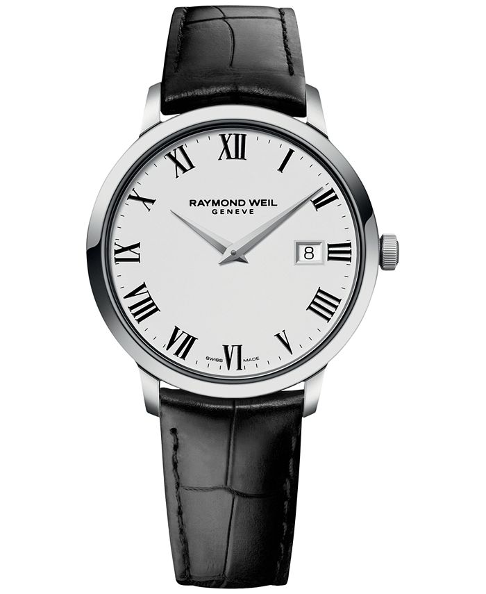 Raymond Weil Men's Swiss Toccata Black Leather Strap Watch 39mm 5488
