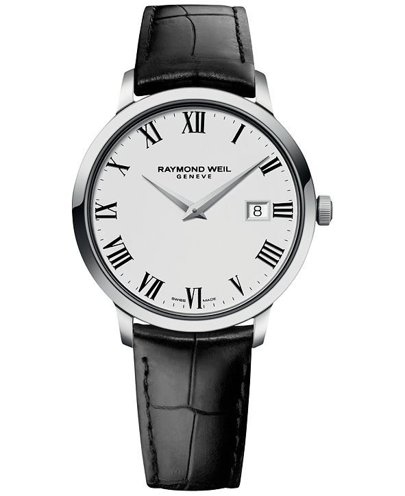 Raymond Weil Men&#39;s Swiss Toccata Black Leather Strap Watch 39mm 5488-STC-00300 & Reviews - All ...