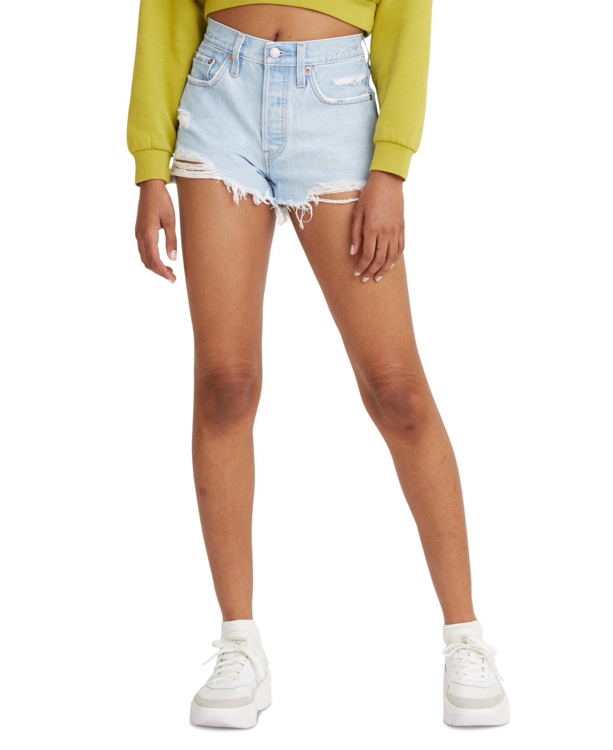 Shop Levi's Women's 501 Button Fly Cotton High-rise Denim Shorts In Ojai Top