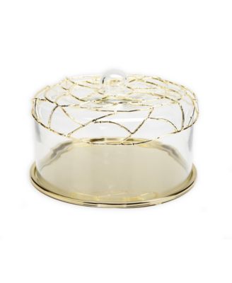 Cake Plate with Dome and Mesh Design