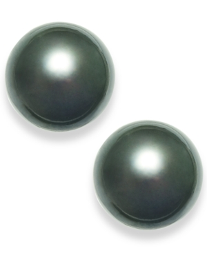 image of Tahitian Pearl (14mm) Stud Earrings in 14k White Gold