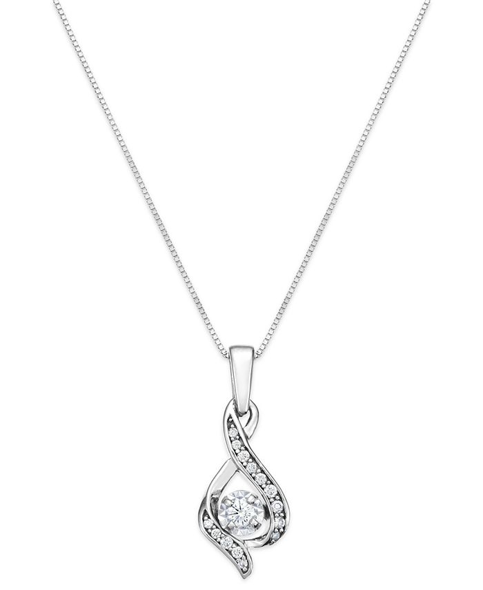 Macy's - Diamond Teardrop Pendant Necklace in 14k White Gold, Yellow Gold and Rose Gold (1/8 ct. t.w.)