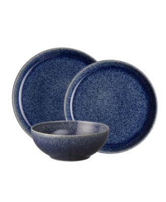 Denby Dark hot Blue Speckle 12 piece dinnerware stoneware set