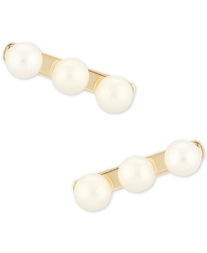 Macy's - Cultured Freshwater Pearl (3mm) Bar Stud Earrings in 14k Gold