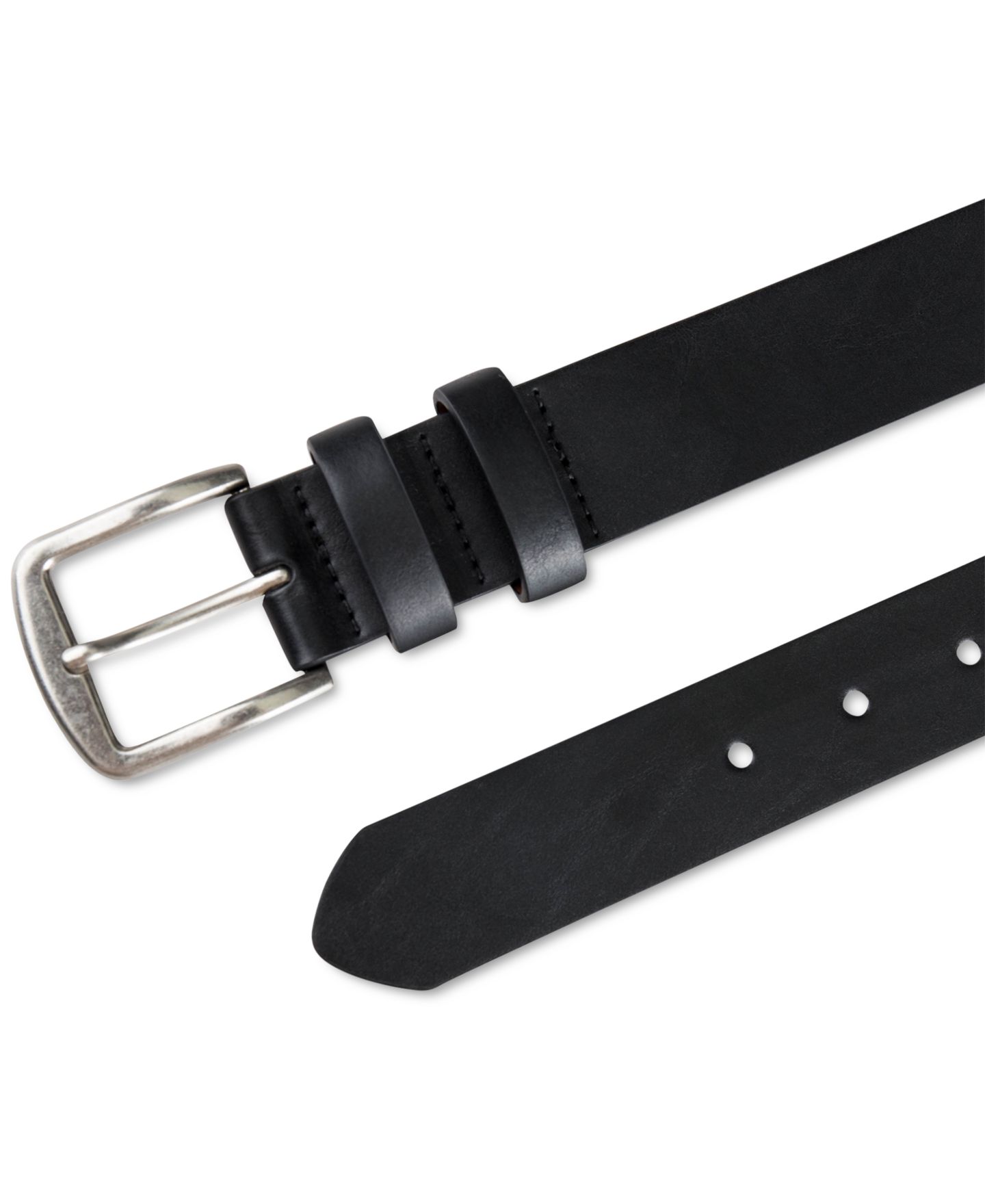 Мужской ремень Club Room 33MM Burnished-Edge Belt, цвет: Чёрный — фото 3