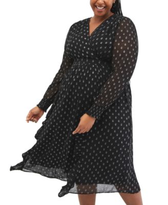 Clip-Dot Flounce Maternity Dress 