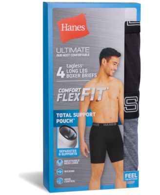 Men's Ultimate&reg; ComfortFlex Fit&reg; 4-Pk. Moisture-Wicking Long-Leg Boxer Briefs