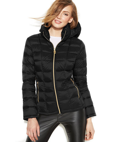 MICHAEL Michael Kors Petite Contrast Quilted Packable Down Puffer Coat ...