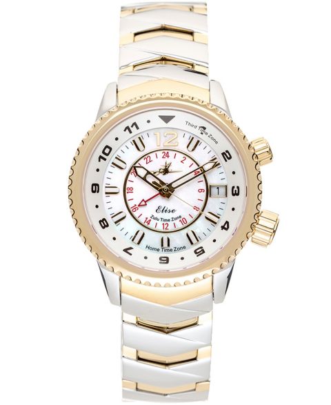 Женские часы Abingdon Co. Elise Tri-Time Two-Tone Stainless Steel Bracelet Watch 33mm