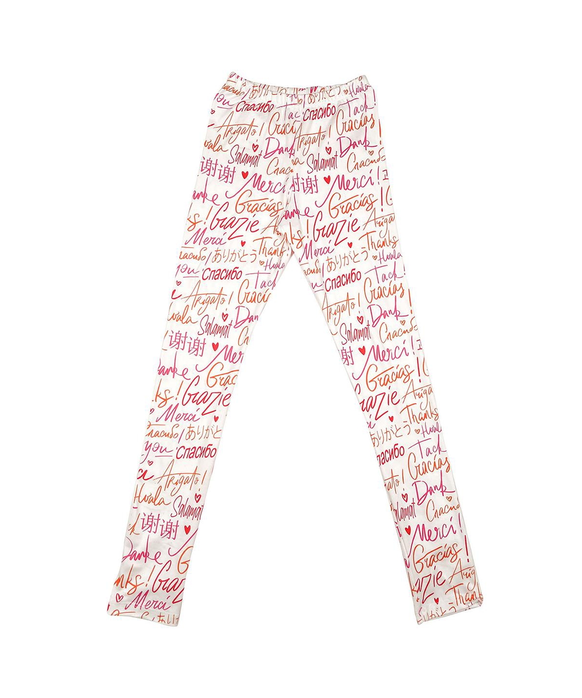 Shop Mixed Up Clothing Little Girls Thank You Graphic Leggings In White,pink
