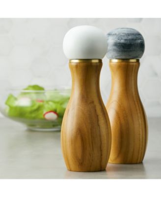 Pantryware Teakwood & Marble Salt and Pepper Grinder, Set of 2