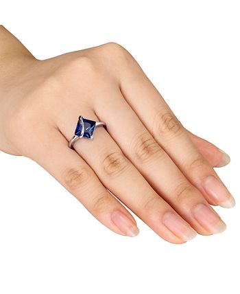 Macy's - Lab-Created Sapphire Square Swirl Ring (2-4/5 ct. t.w.) in Sterling Silver
