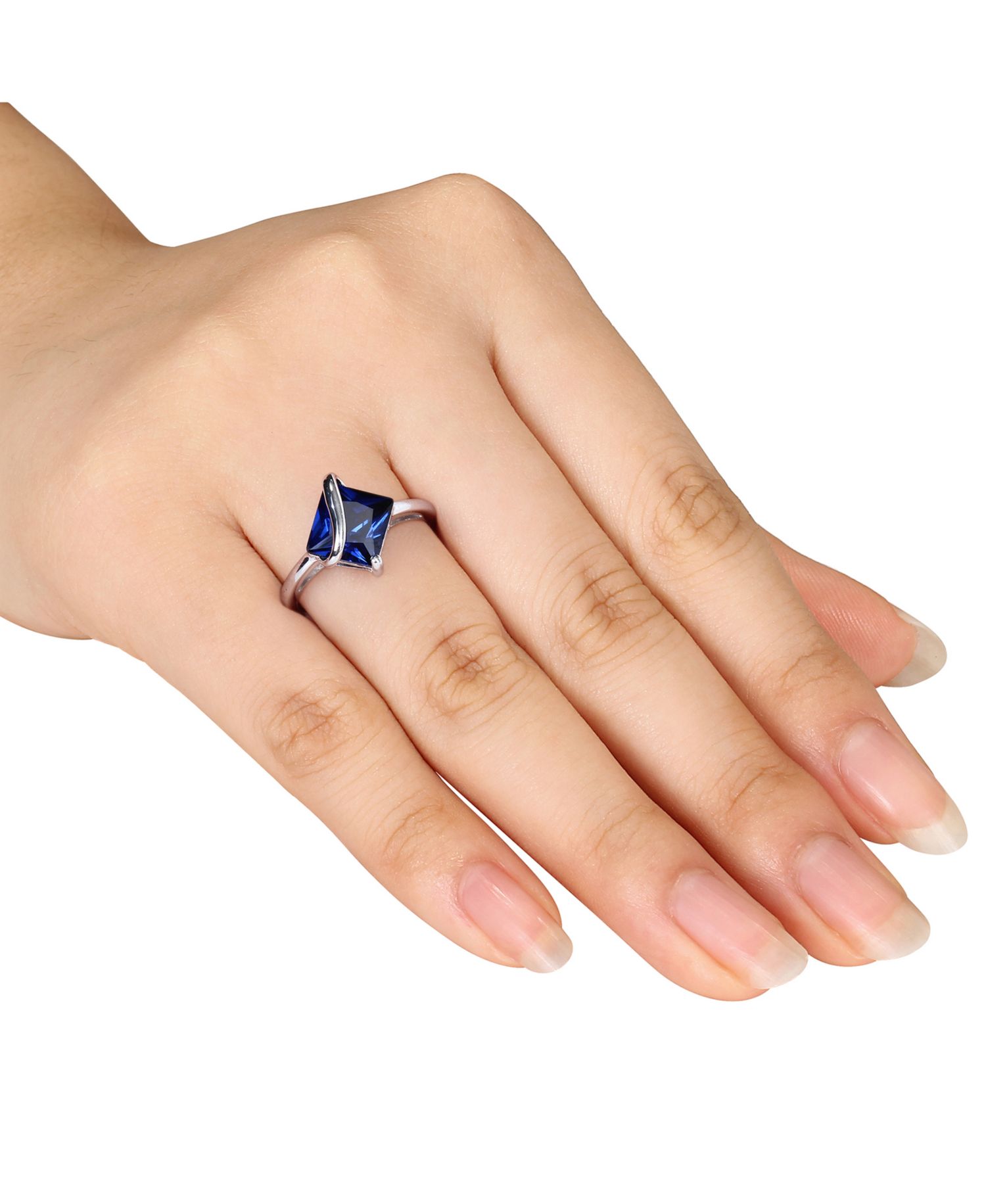 Lab-Grown Sapphire Square Swirl Ring (2-4/5 ct. t.w.) in Sterling Silver