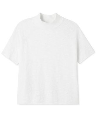 Eileen Fisher - Women's Organic Short-Sleeve Mock-Neck Top