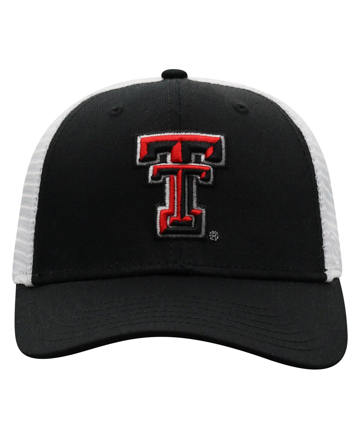 Top Of The World Men's  Black, White Texas Tech Red Raiders Trucker Snapback Hat In Black,white