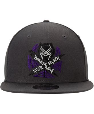 Men's Charcoal Black Panther Wakanda Forever Adjustable Snapback Hat