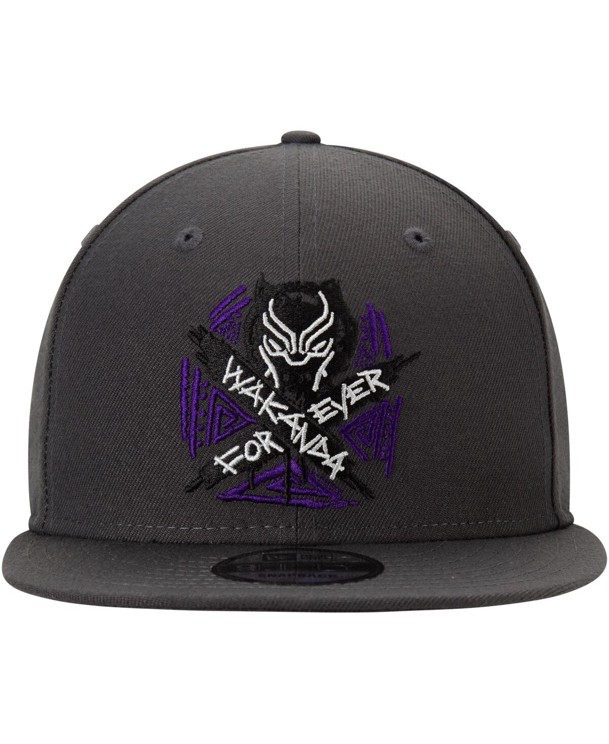New Era Men's  Charcoal Black Panther Wakanda Forever Adjustable Snapback Hat In Charcoal
