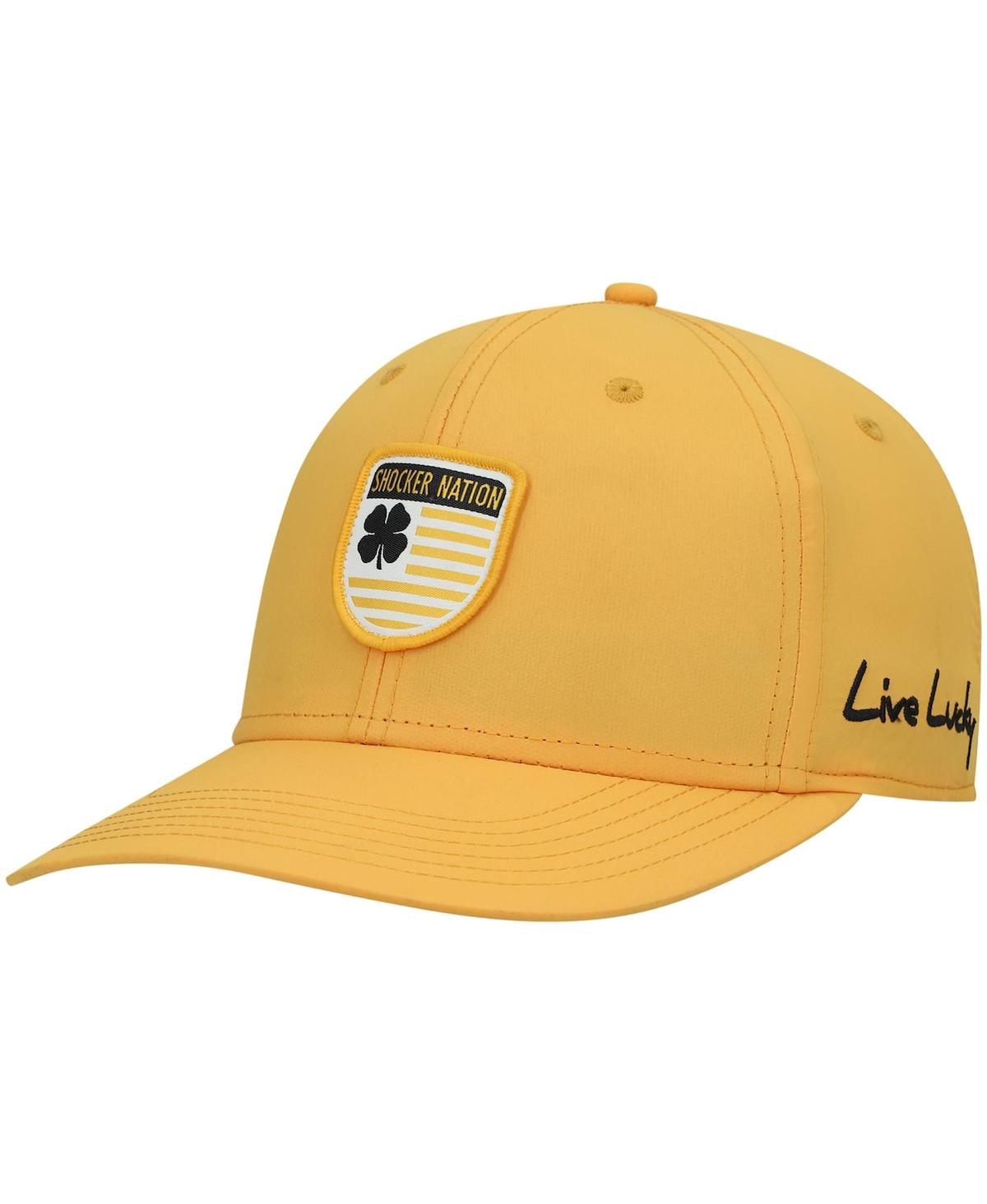 BLACK CLOVER MEN'S YELLOW WICHITA STATE SHOCKERS NATION SHIELD SNAPBACK HAT 