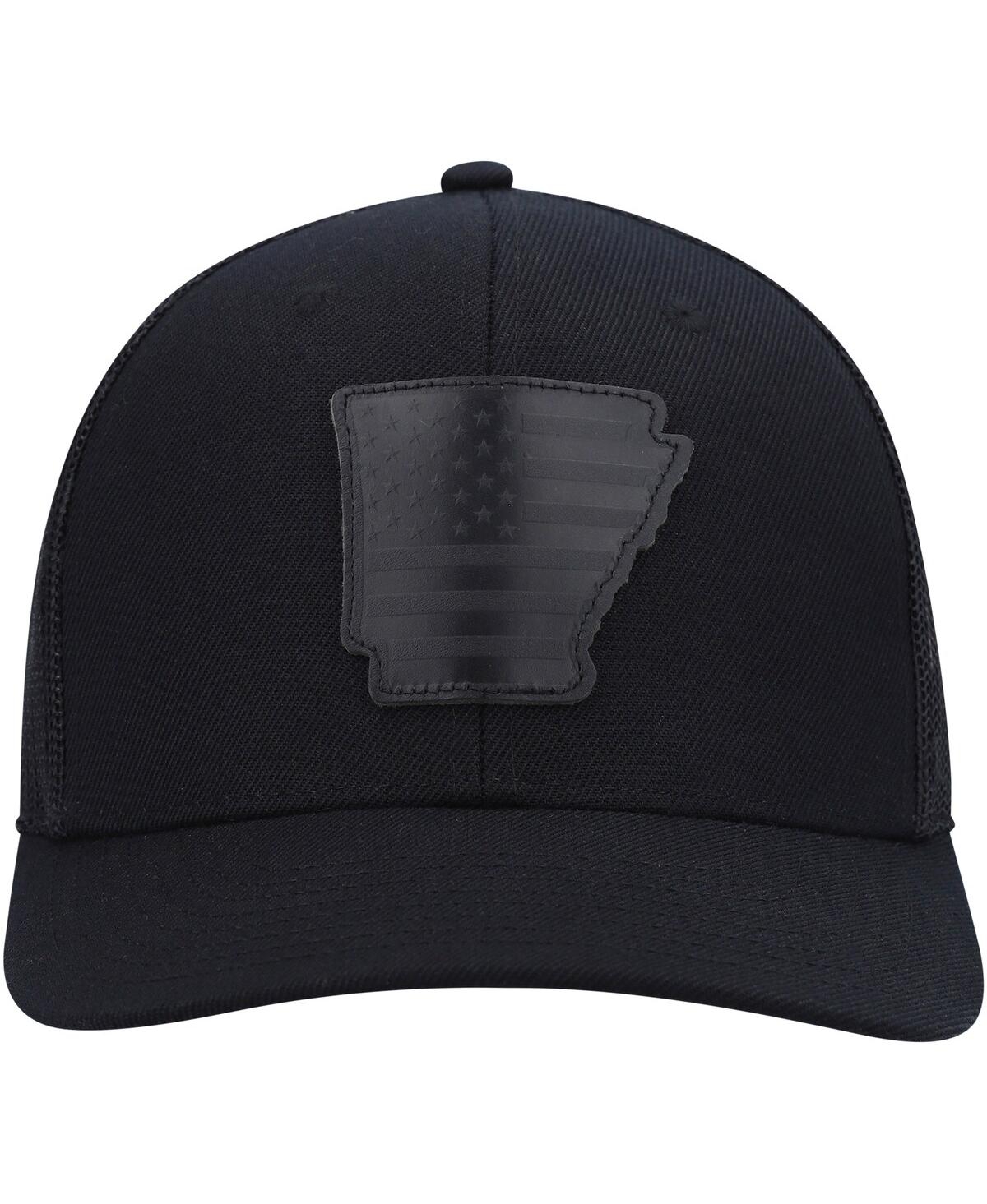 Shop Local Crowns Men's  Arkansas Blackout State Patch Trucker Snapback Hat
