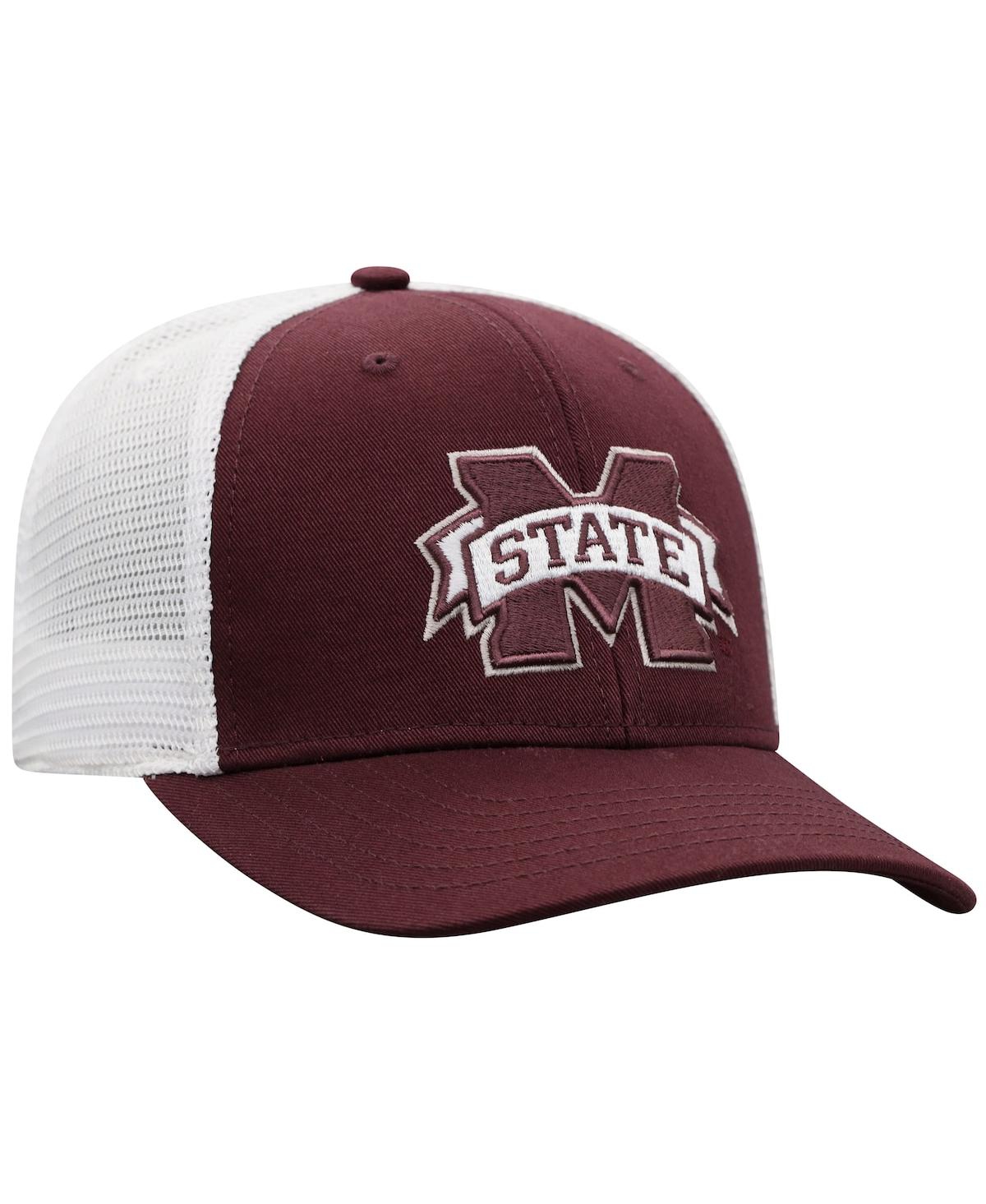 Top Of The World Men's  Maroon, White Mississippi State Bulldogs Trucker Snapback Hat In Maroon,white