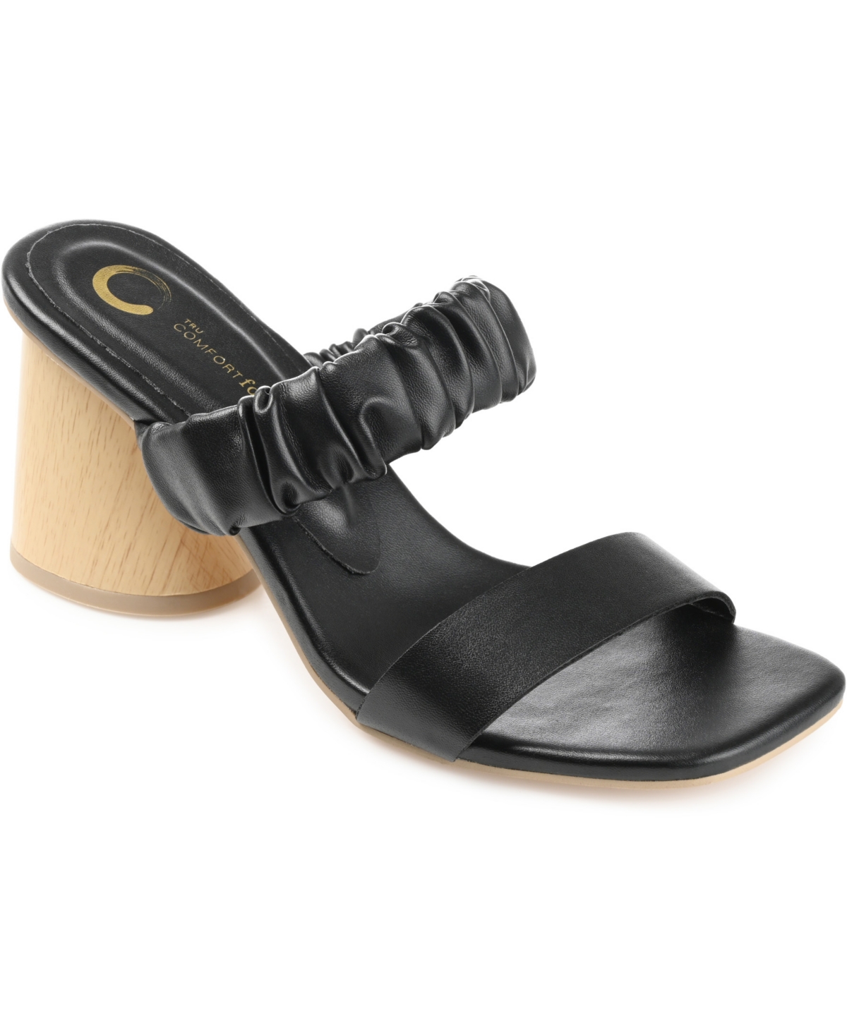 Journee Collection Women's Fayth Ruched Block Heel Sandals In Black