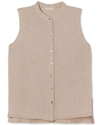 Eileen Fisher - Women's Band-Collar Sleeveless Shirt