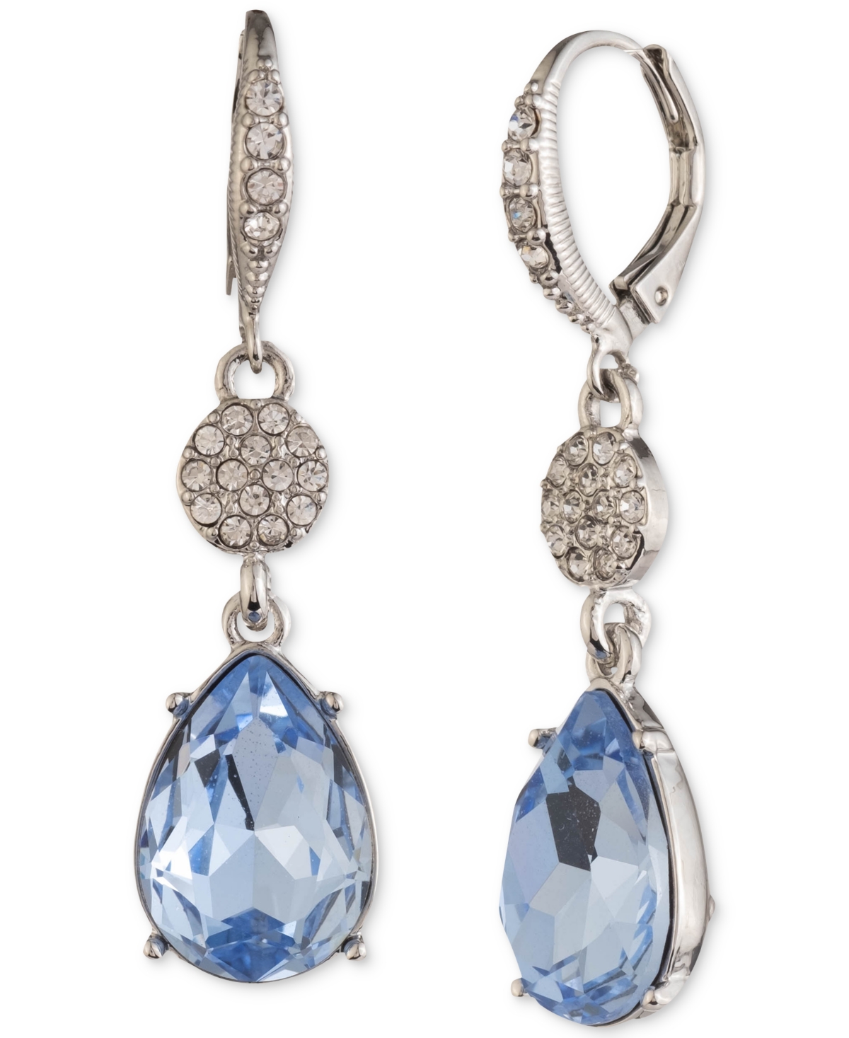 Givenchy Silver-Tone Crystal & Pave Crystal Double Drop Earrings