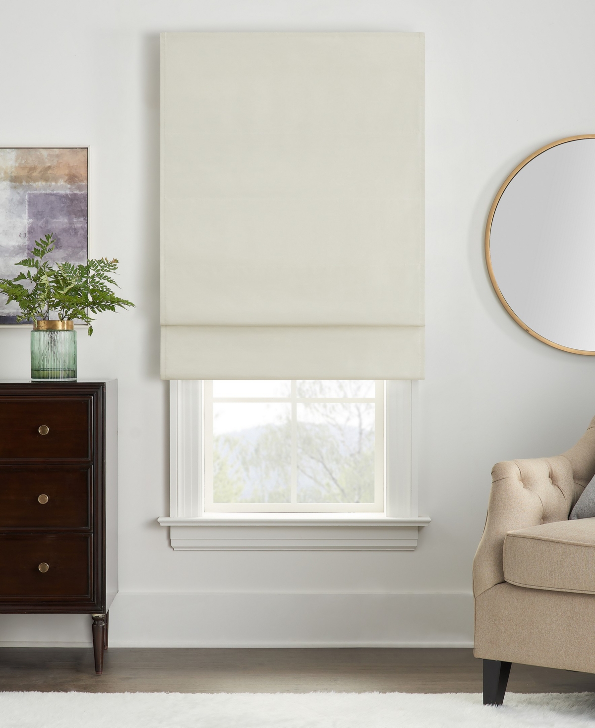 Eclipse Faux-silk Blackout Cordless Roman Shade, 64" X 27" In Ivory