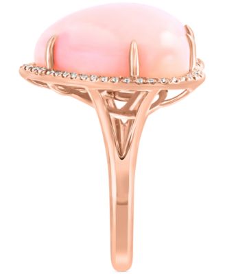 EFFY&reg; Pink Opal (10-9/10 ct. t.w.) & Diamond (1/5 ct. t.w.) Heart Ring in 14k Rose Gold
