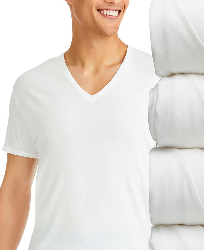 Hanes Ultimate Men's 4-Pack Comfortblend V-Neck with FreshIQ X-Large, White