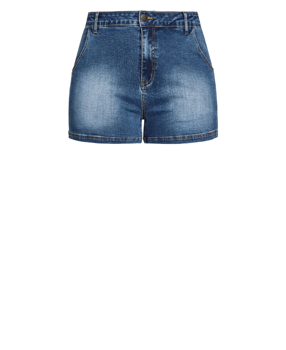 Shop City Chic Trendy Plus Size Breeze Denim Shorts In Mid Denim