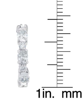 Women's Fine Silver Plated Cubic Zirconia Stud Hoop Earrings Set, 4 Pieces