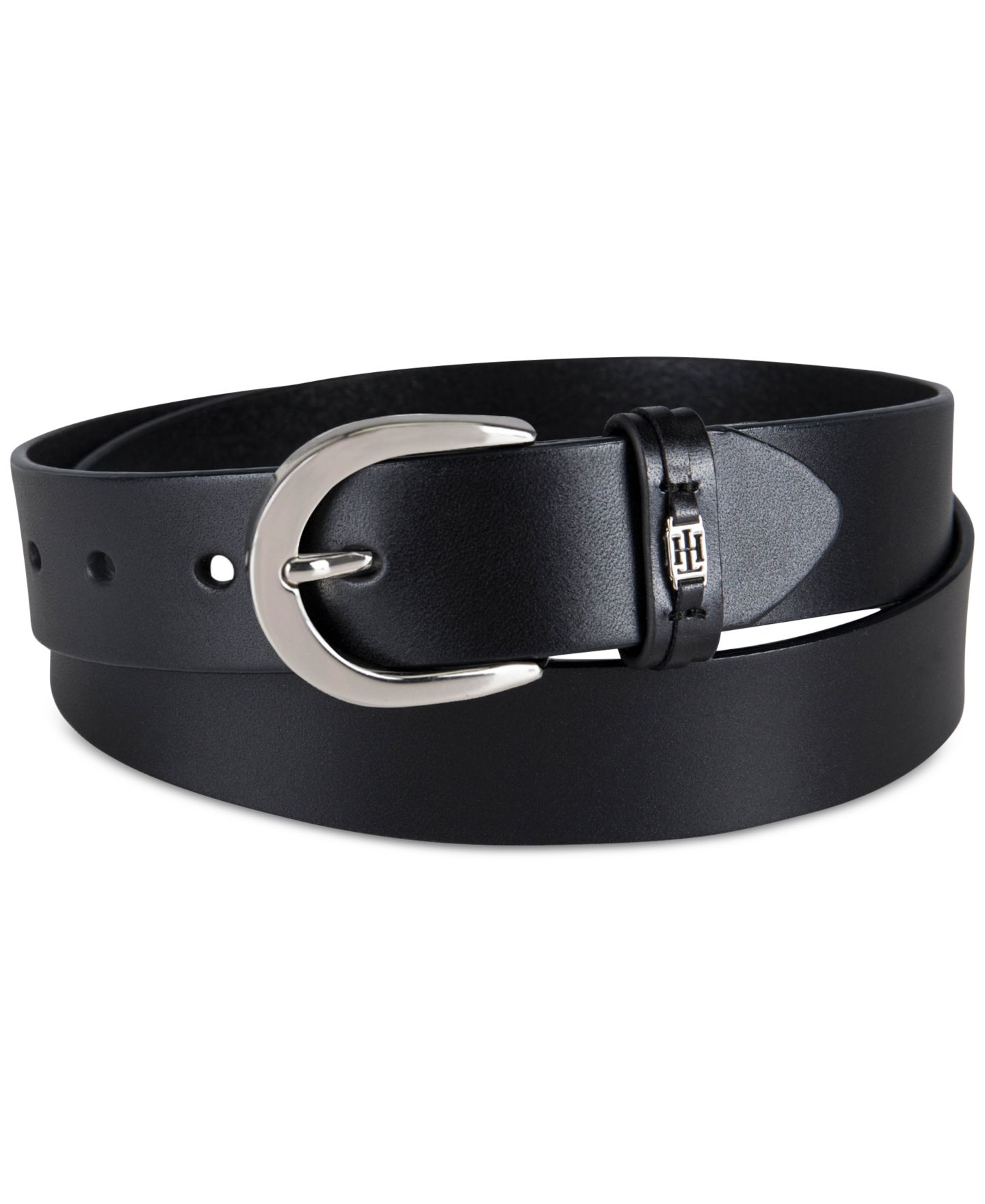 Женский ремень Tommy Hilfiger Signature Leather Jean Belt, цвет: Чёрный — фото 1