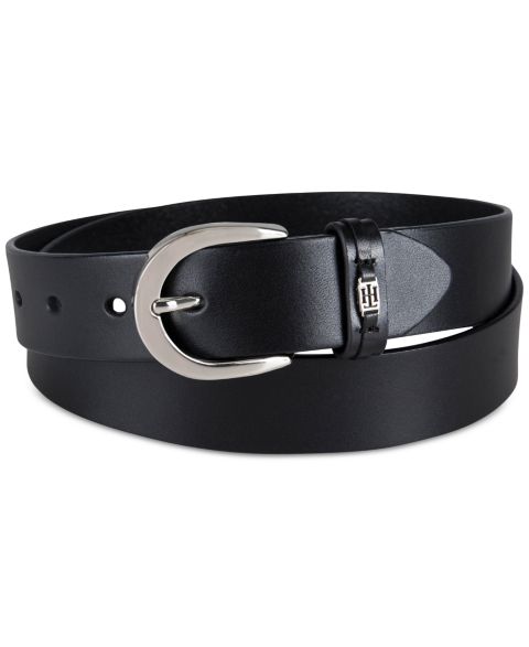 Женский ремень Tommy Hilfiger Signature Leather Jean Belt, цвет: Чёрный