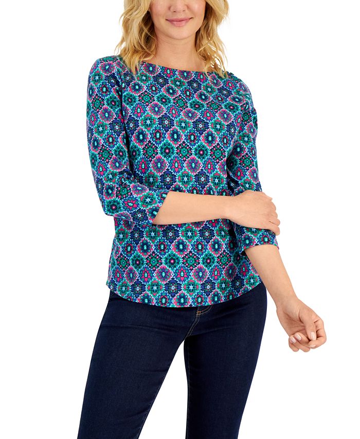 Charter Club Women's Cotton Marleen Printed Top, Created for Macy's &  Reviews - Tops - Women - Macy's