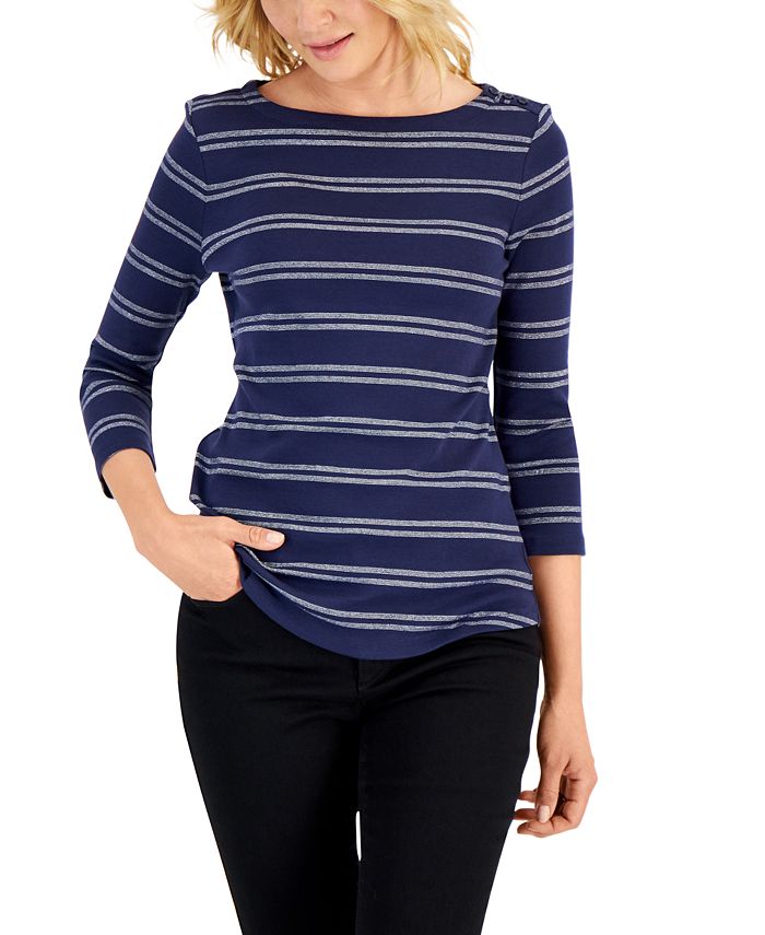Charter Club Petite Merry Stripe Boat-Neck Top, Created for Macy's ...