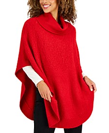 Women's Turtleneck Sweater Poncho, Created for Macy's