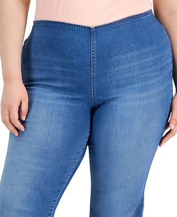 I.N.C. International Concepts Plus Size Pull-On Denim Jeggings, Created for  Macy's - Macy's