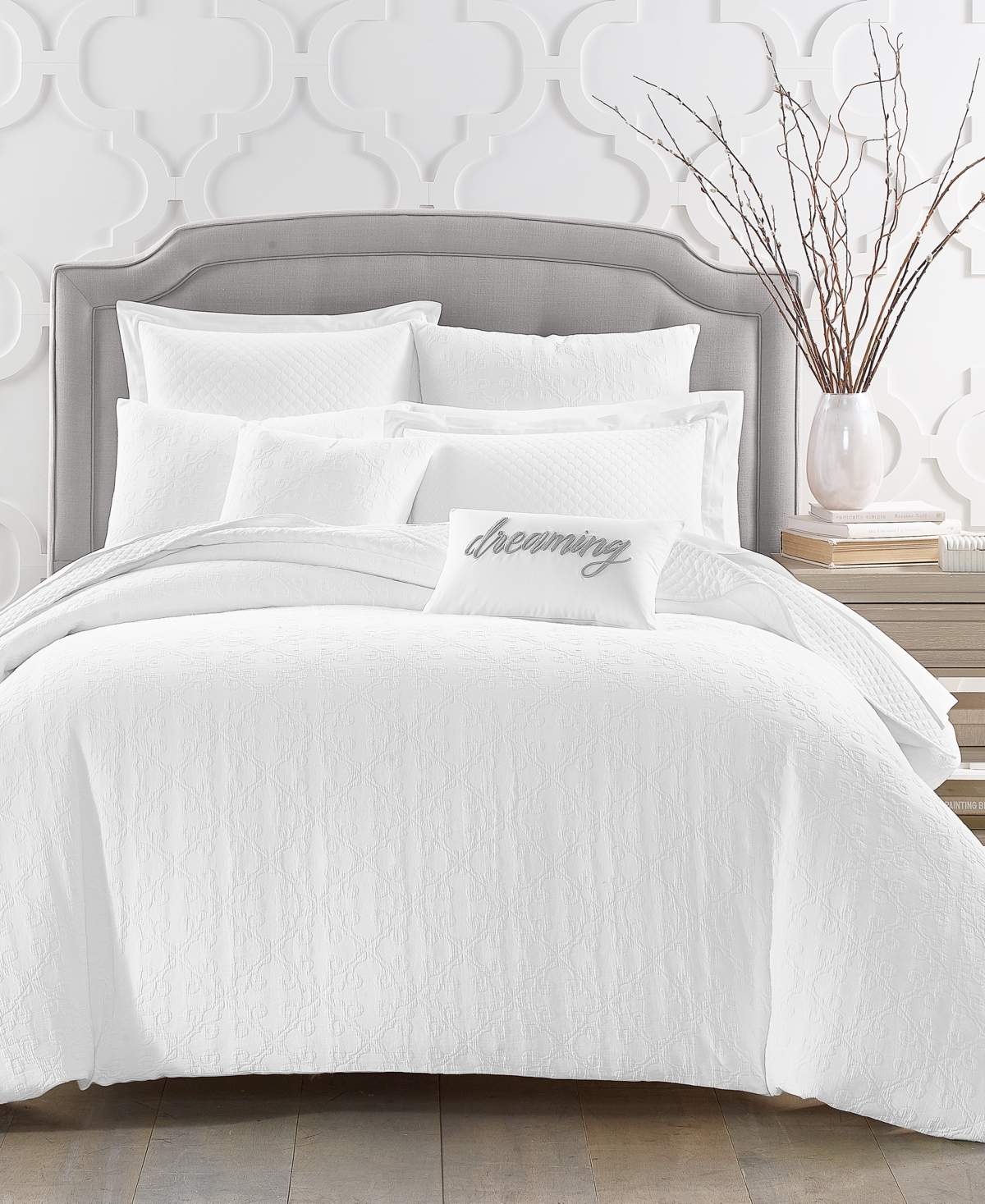 Charter Club Damask Designs Woven Tile 3-pc. Comforter Set, King, Created For Macy's In White