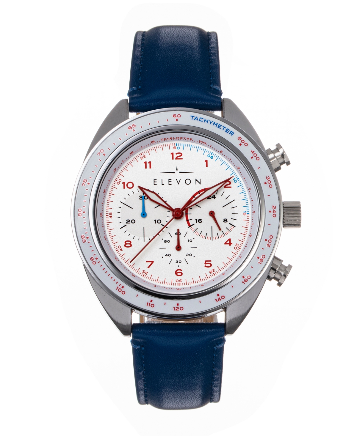 Elevon Women's Bombardier Blue or Navy or Brown or Black or Dark Brown Leather Strap Chronograph Watch, 48mm