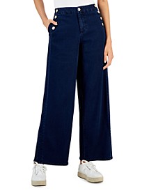 Women's Sailor Button Wide-Leg Jeans, Created for Macy's