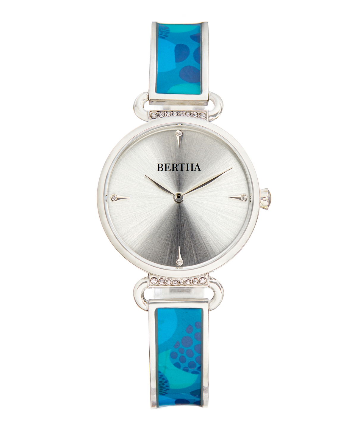 Bertha Katherine Enamel Designed Silver-tone or Gold-tone or Rose Gold Bracelet Watch, 33mm