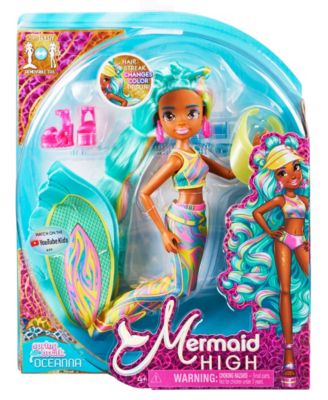 Photo 2 of Mermaid High, Spring Break Oceanna Mermaid Doll and Accessories with Removable Tail and Color Change Hair Streaks Set, 7 Piece Kids Toys for Girls Ages 4 and Up