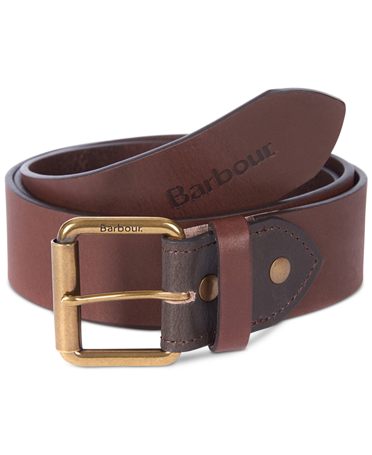 Men's Contrast Leather Belt - Brown
