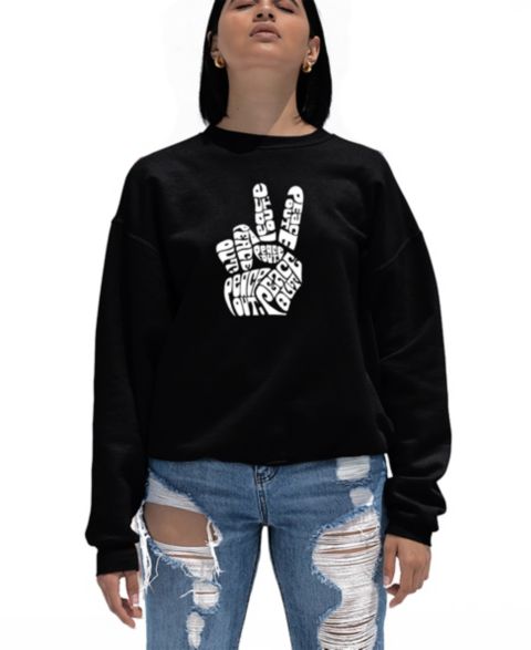 Женская толстовка LA Pop Art Crewneck Word Art Peace Out Sweatshirt Top, цвет: Чёрный