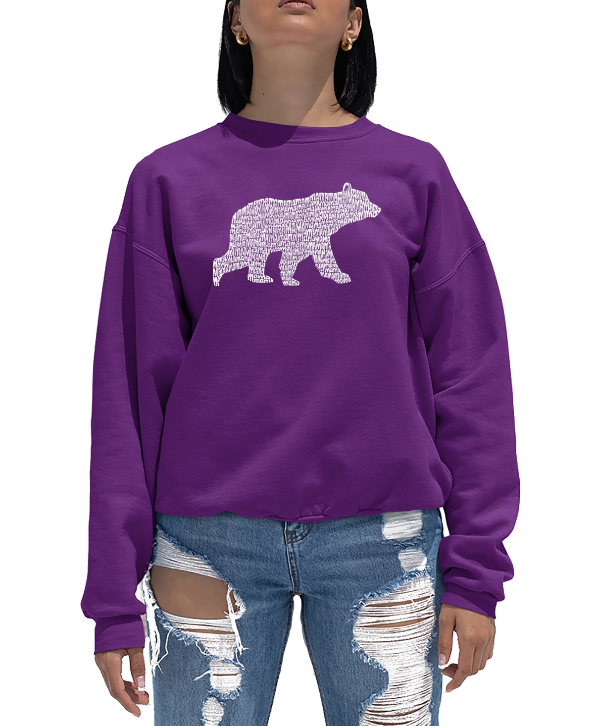 Women's Crewneck Word Art Mama Bear Sweatshirt Top