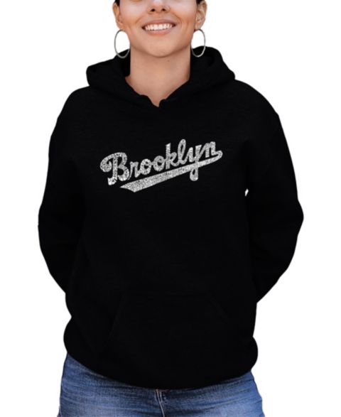 Женское худи LA Pop Art Hooded Word Art Brooklyn Neighborhoods Sweatshirt Top, цвет: Чёрный