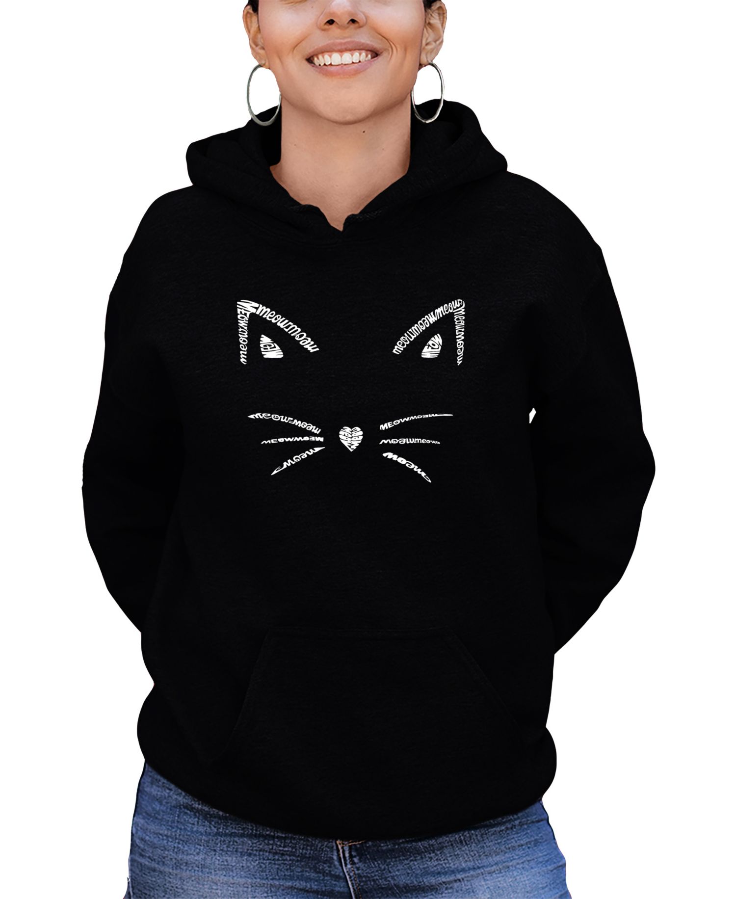 Women's Word Art Hooded Whiskers Sweatshirt Top