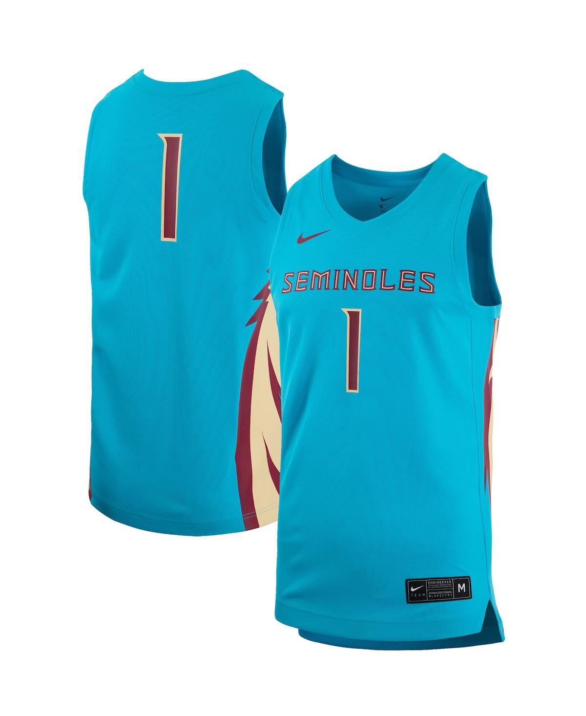 Men's Nike #1 Turquoise Florida State Seminoles Team Alternate Replica Basketball Jersey